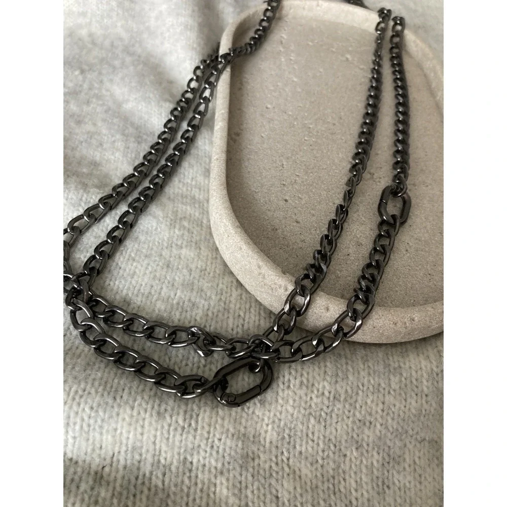 Gunmetal Gray Chain Belt Link Chain Gothic Grunge Loose Fit Adjustable